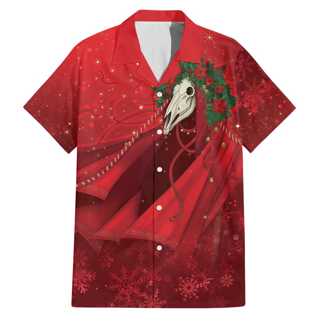 Merry Creepmas Mari Lwyd Family Matching Mermaid Dress and Hawaiian Shirt Folklore Ghost Horse Christmas - Wonder Print Shop