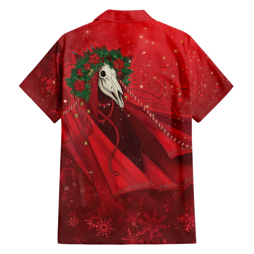 Merry Creepmas Mari Lwyd Family Matching Off Shoulder Maxi Dress and Hawaiian Shirt Folklore Ghost Horse Christmas - Wonder Print Shop