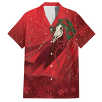Merry Creepmas Mari Lwyd Family Matching Off Shoulder Short Dress and Hawaiian Shirt Folklore Ghost Horse Christmas - Wonder Print Shop