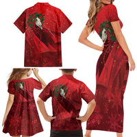 Merry Creepmas Mari Lwyd Family Matching Short Sleeve Bodycon Dress and Hawaiian Shirt Folklore Ghost Horse Christmas - Wonder Print Shop