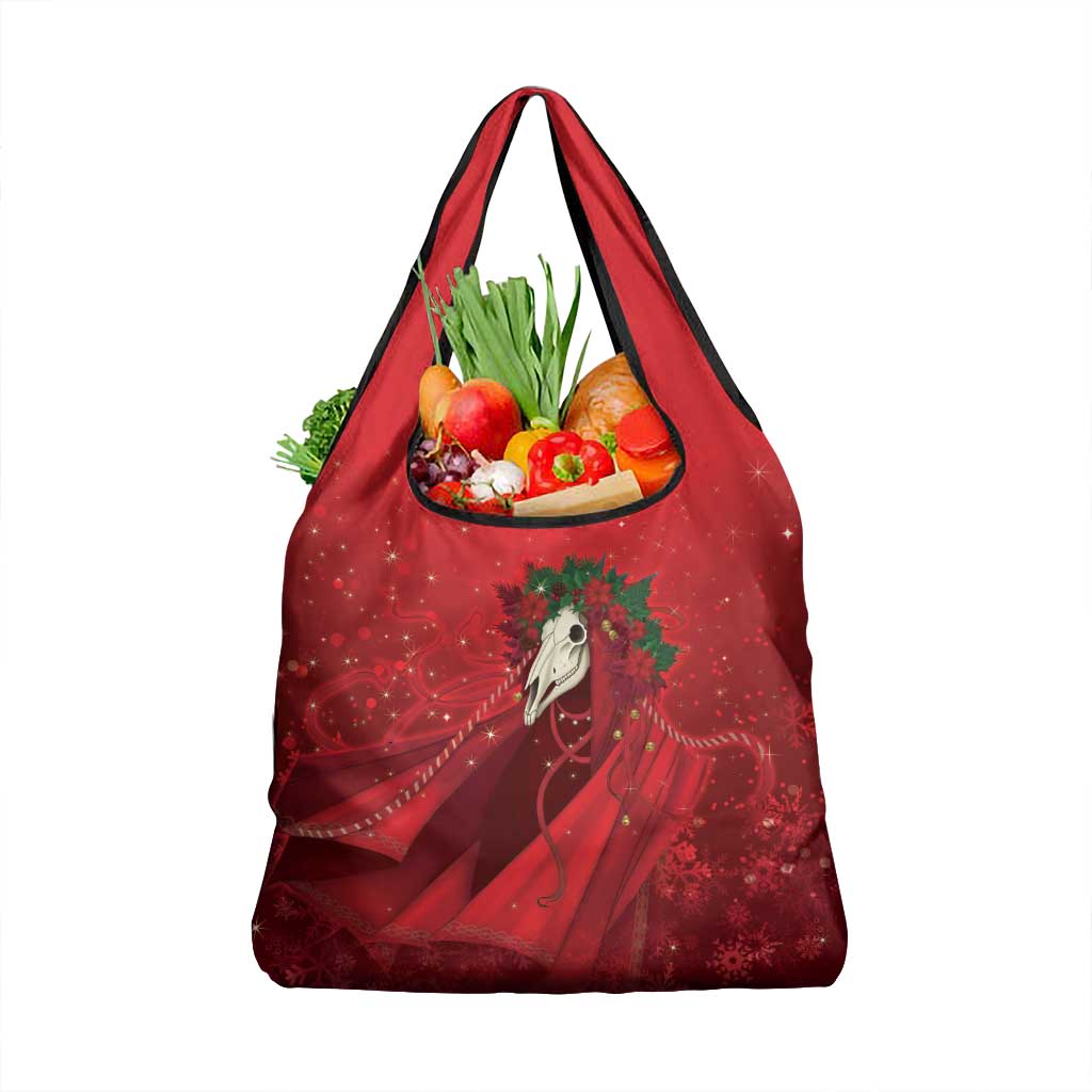 Merry Creepmas Mari Lwyd Grocery Bag Folklore Ghost Horse Christmas - Wonder Print Shop