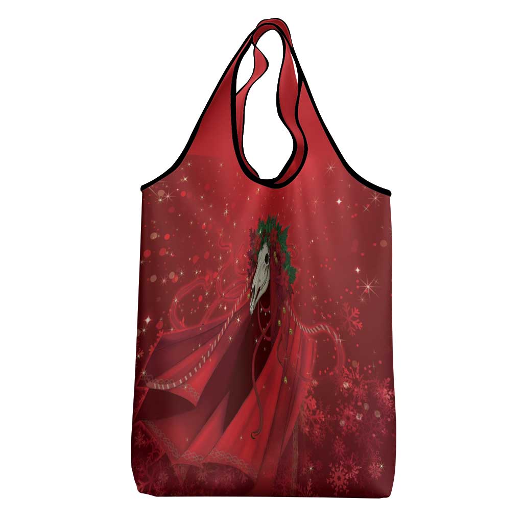 Merry Creepmas Mari Lwyd Grocery Bag Folklore Ghost Horse Christmas - Wonder Print Shop