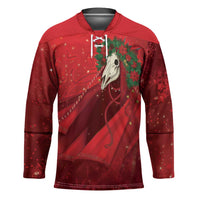 Merry Creepmas Mari Lwyd Hockey Jersey Folklore Ghost Horse Christmas - Wonder Print Shop