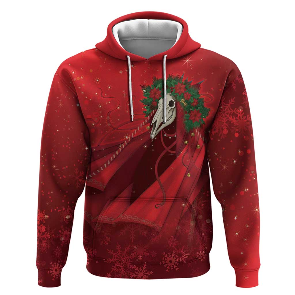 Merry Creepmas Mari Lwyd Hoodie Folklore Ghost Horse Christmas - Wonder Print Shop