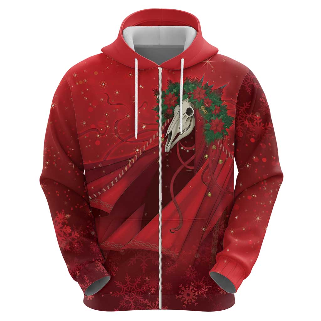 Merry Creepmas Mari Lwyd Hoodie Folklore Ghost Horse Christmas - Wonder Print Shop