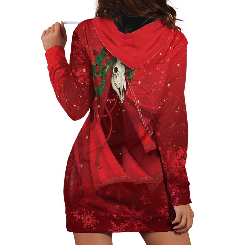Merry Creepmas Mari Lwyd Hoodie Dress Folklore Ghost Horse Christmas - Wonder Print Shop