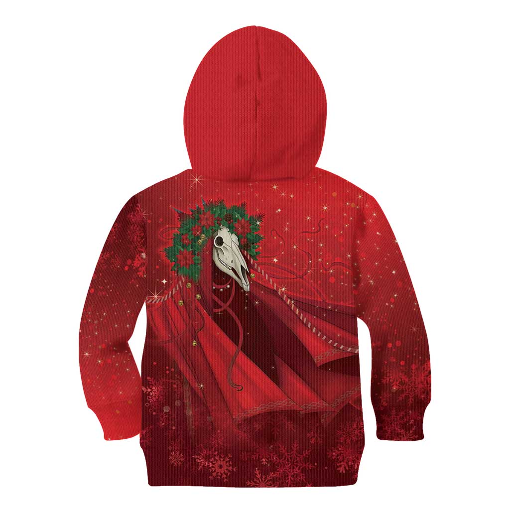 Merry Creepmas Mari Lwyd Kid Hoodie Folklore Ghost Horse Christmas - Wonder Print Shop