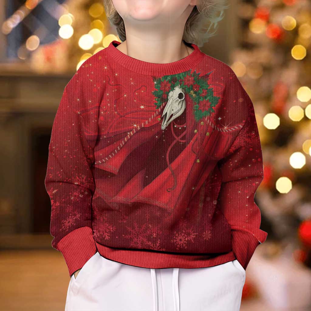 Merry Creepmas Mari Lwyd Kid Ugly Christmas Sweater Folklore Ghost Horse Christmas - Wonder Print Shop