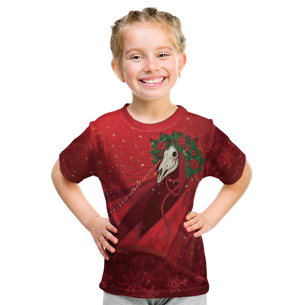 Merry Creepmas Mari Lwyd Kid T Shirt Folklore Ghost Horse Christmas - Wonder Print Shop