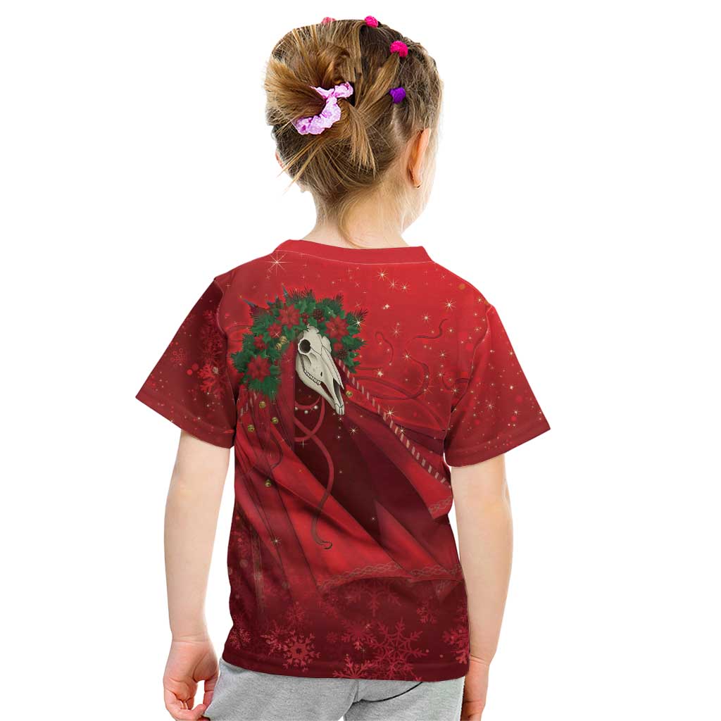Merry Creepmas Mari Lwyd Kid T Shirt Folklore Ghost Horse Christmas - Wonder Print Shop