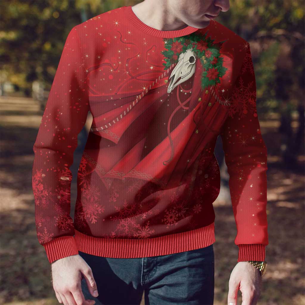 Merry Creepmas Mari Lwyd Ugly Christmas Sweater Folklore Ghost Horse Christmas - Wonder Print Shop