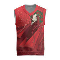 Merry Creepmas Mari Lwyd Christmas Knitted V-Neck Vest Folklore Ghost Horse Christmas - Wonder Print Shop