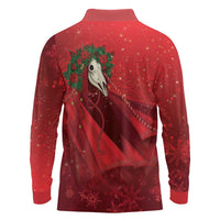 Merry Creepmas Mari Lwyd Long Sleeve Polo Shirt Folklore Ghost Horse Christmas - Wonder Print Shop