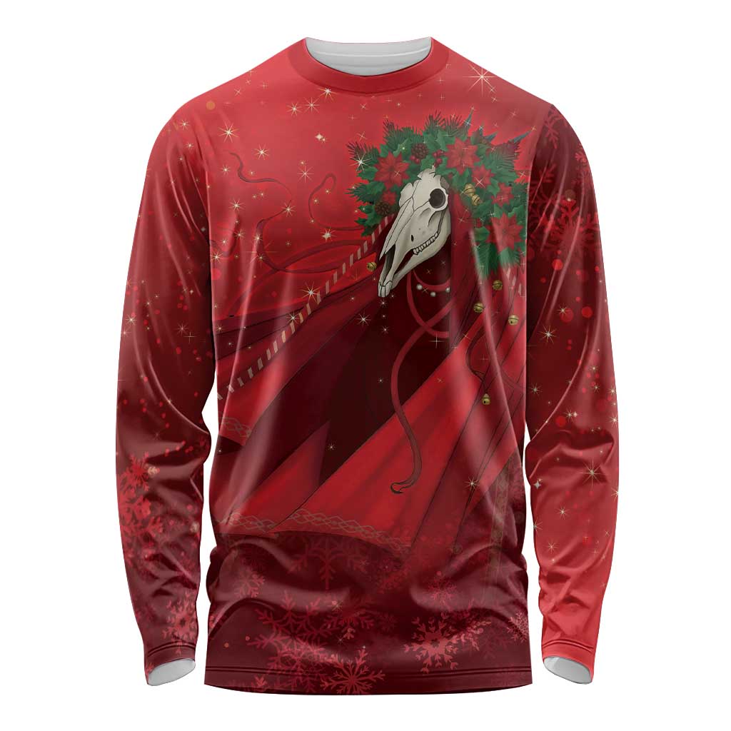 Merry Creepmas Mari Lwyd Long Sleeve Shirt Folklore Ghost Horse Christmas - Wonder Print Shop