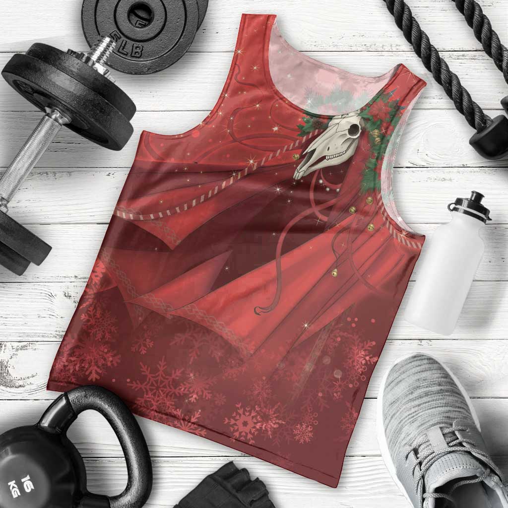 Merry Creepmas Mari Lwyd Men Tank Top Folklore Ghost Horse Christmas - Wonder Print Shop
