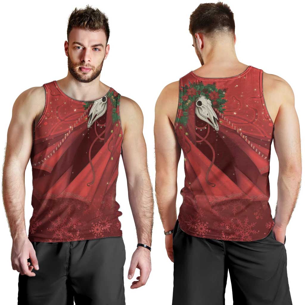 Merry Creepmas Mari Lwyd Men Tank Top Folklore Ghost Horse Christmas - Wonder Print Shop