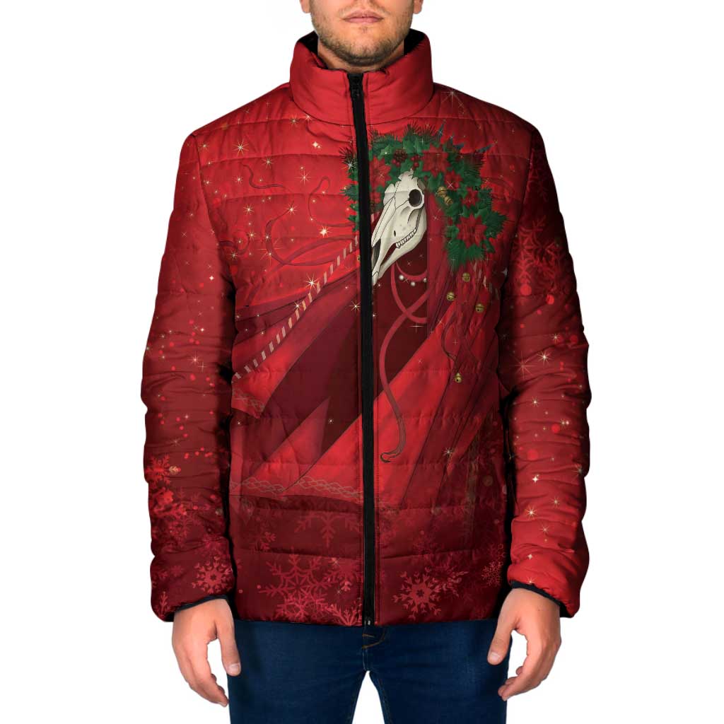 Merry Creepmas Mari Lwyd Padded Jacket Folklore Ghost Horse Christmas - Wonder Print Shop