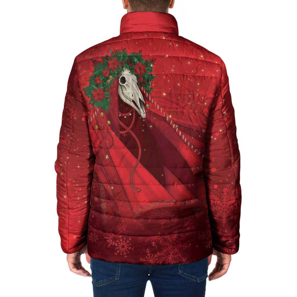 Merry Creepmas Mari Lwyd Padded Jacket Folklore Ghost Horse Christmas - Wonder Print Shop