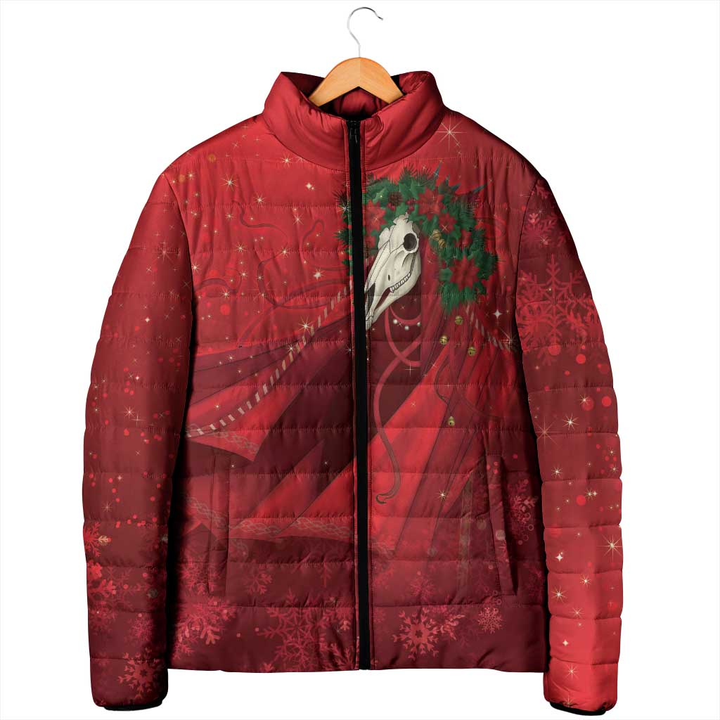 Merry Creepmas Mari Lwyd Padded Jacket Folklore Ghost Horse Christmas - Wonder Print Shop