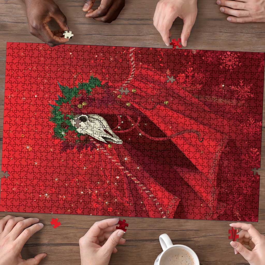 Merry Creepmas Mari Lwyd Puzzle Folklore Ghost Horse Christmas - Wonder Print Shop