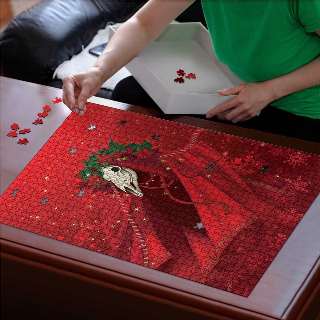 Merry Creepmas Mari Lwyd Puzzle Folklore Ghost Horse Christmas - Wonder Print Shop