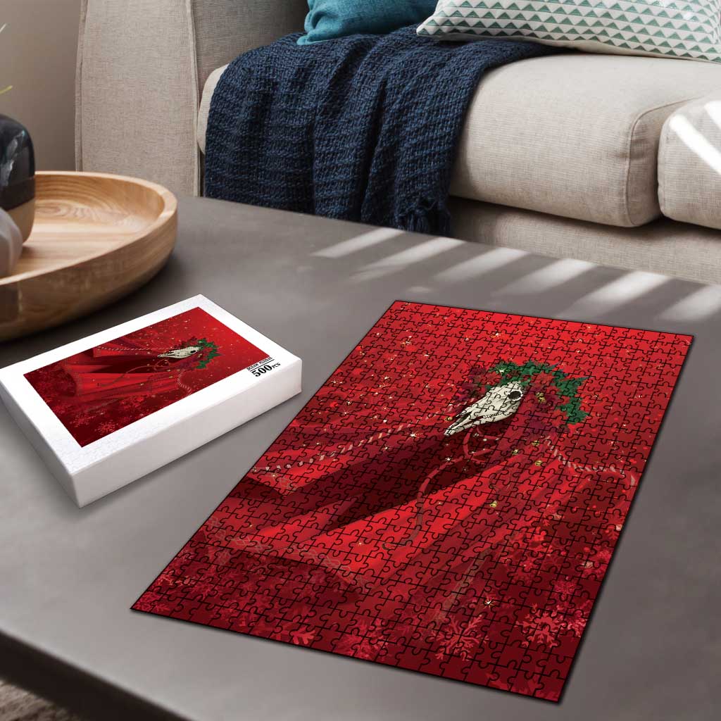 Merry Creepmas Mari Lwyd Puzzle Folklore Ghost Horse Christmas - Wonder Print Shop