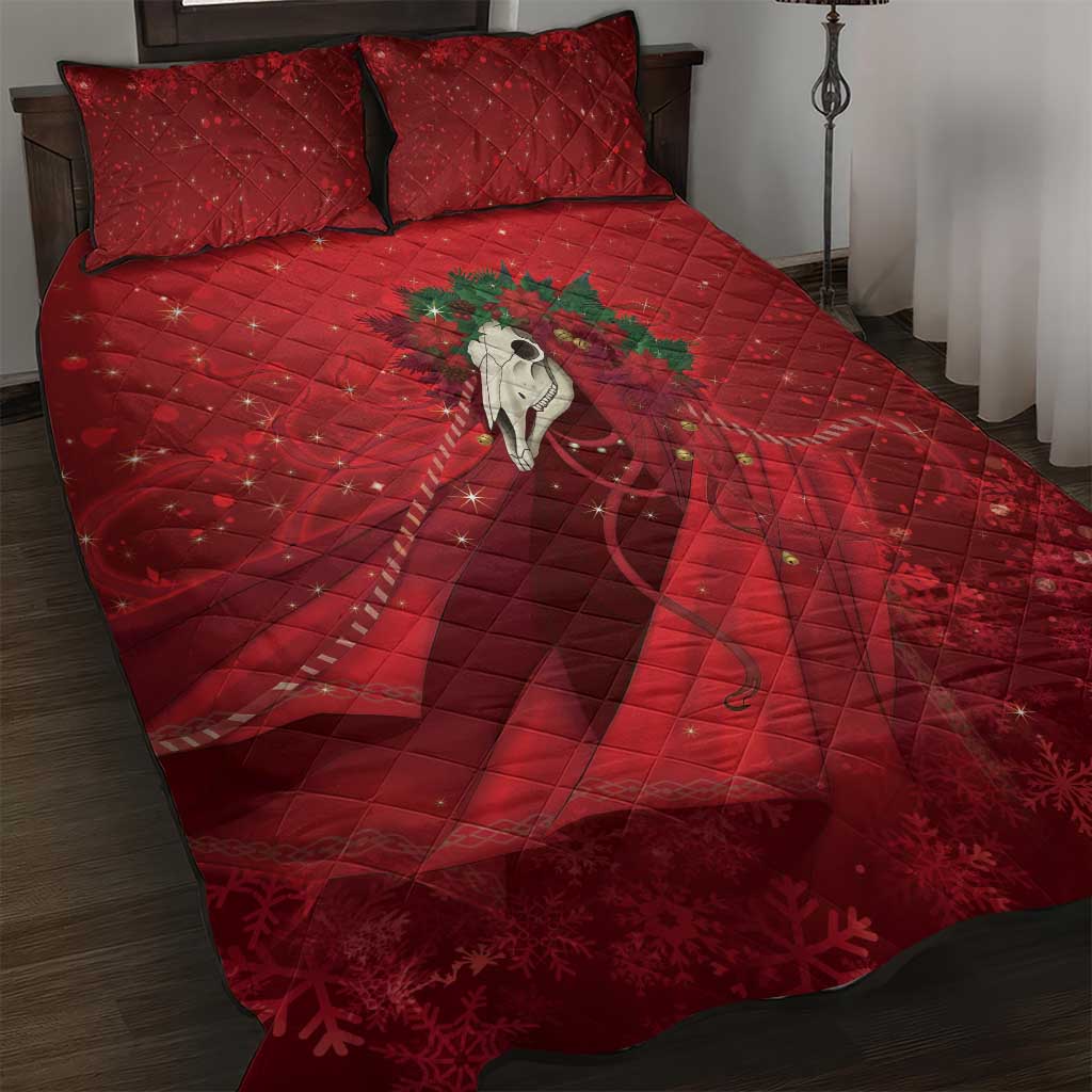 Merry Creepmas Mari Lwyd Quilt Bed Set Folklore Ghost Horse Christmas - Wonder Print Shop