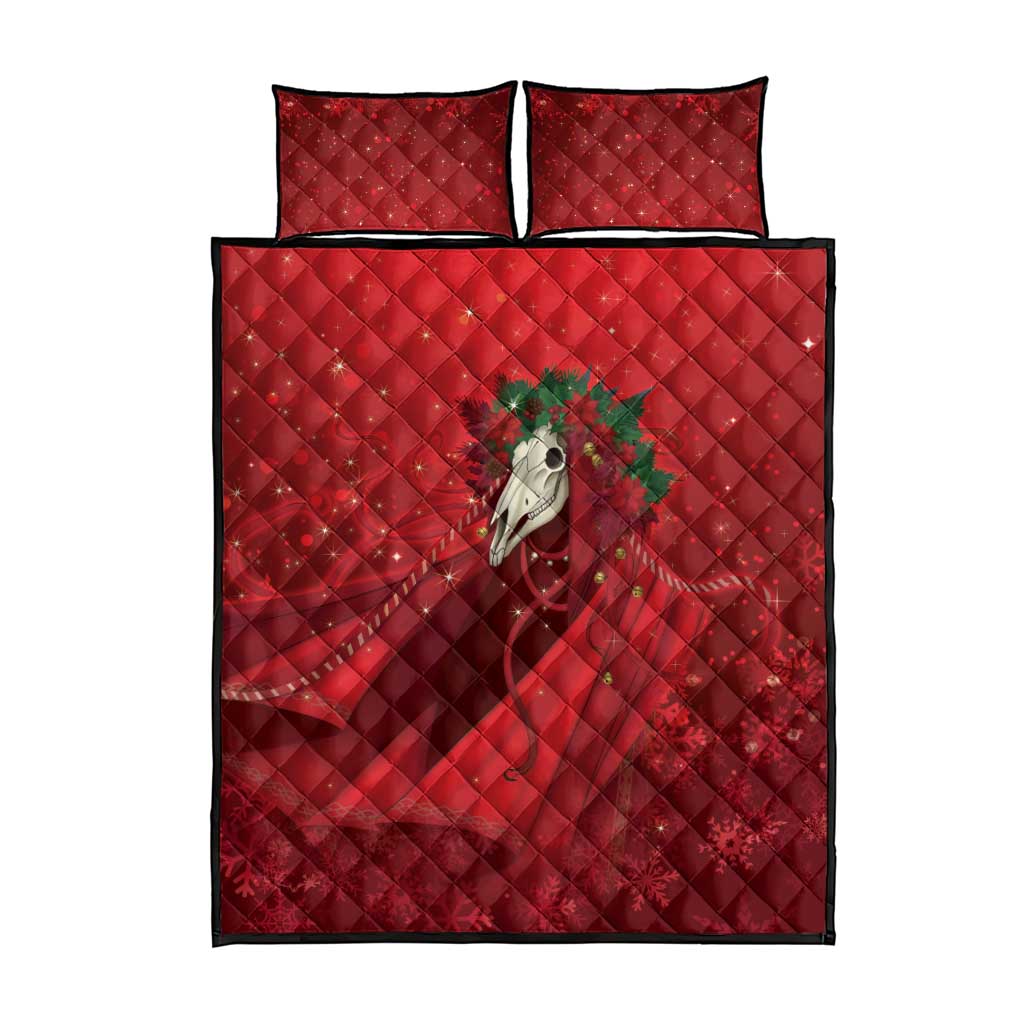 Merry Creepmas Mari Lwyd Quilt Bed Set Folklore Ghost Horse Christmas - Wonder Print Shop