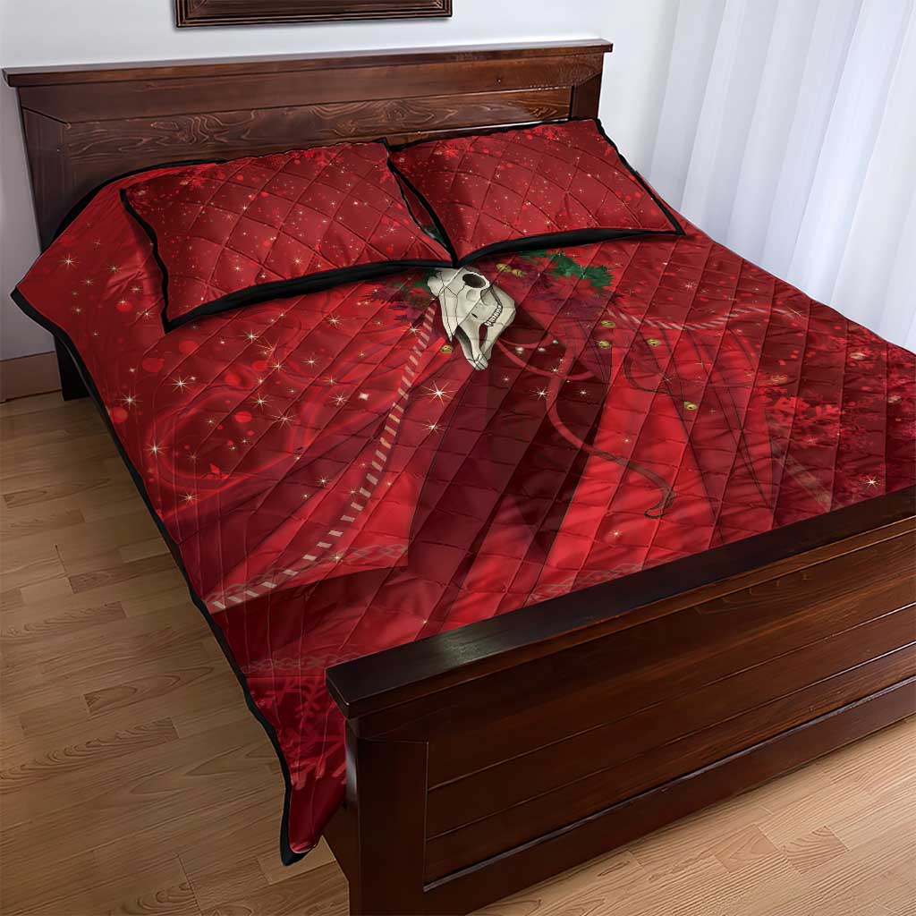 Merry Creepmas Mari Lwyd Quilt Bed Set Folklore Ghost Horse Christmas - Wonder Print Shop