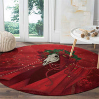 Merry Creepmas Mari Lwyd Round Carpet Folklore Ghost Horse Christmas - Wonder Print Shop