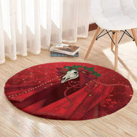 Merry Creepmas Mari Lwyd Round Carpet Folklore Ghost Horse Christmas - Wonder Print Shop