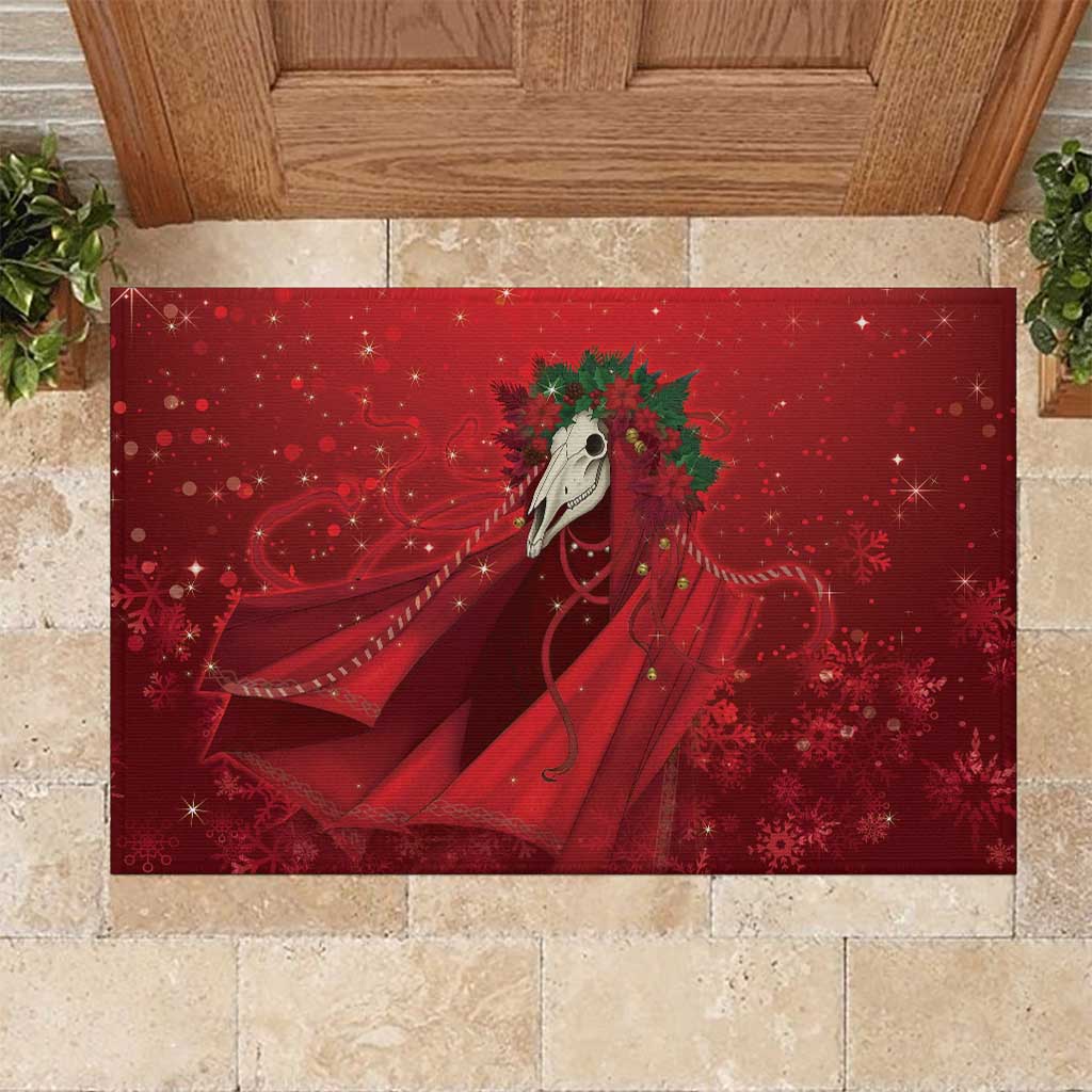Merry Creepmas Mari Lwyd Rubber Doormat Folklore Ghost Horse Christmas - Wonder Print Shop