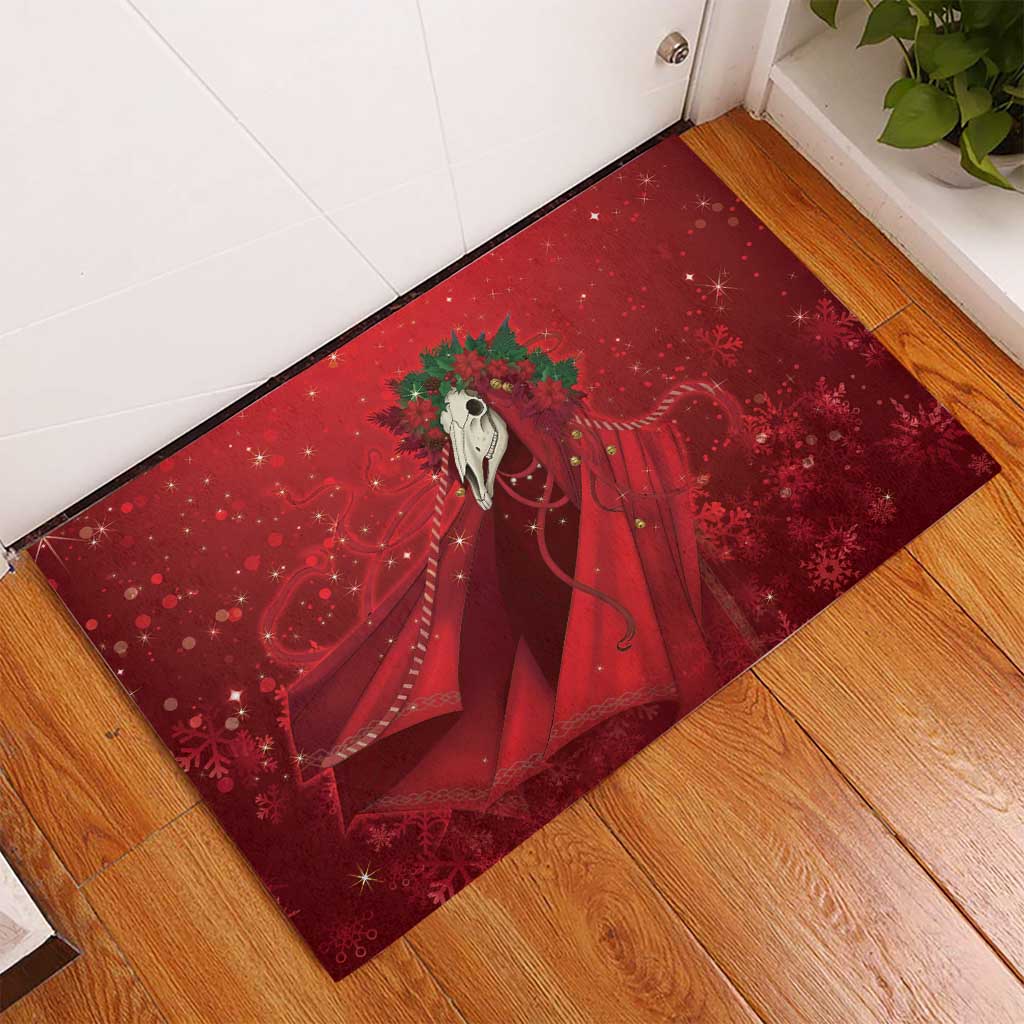 Merry Creepmas Mari Lwyd Rubber Doormat Folklore Ghost Horse Christmas - Wonder Print Shop