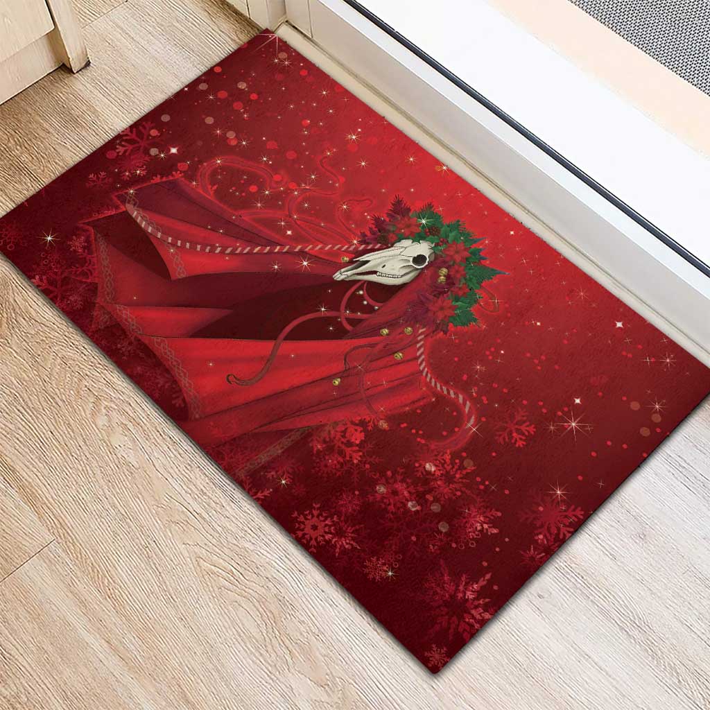 Merry Creepmas Mari Lwyd Rubber Doormat Folklore Ghost Horse Christmas - Wonder Print Shop