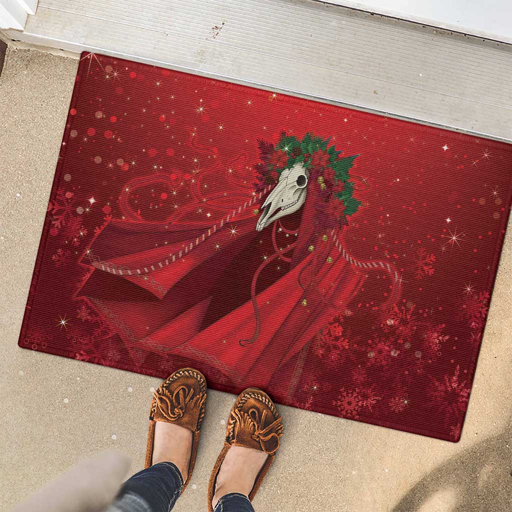 Merry Creepmas Mari Lwyd Rubber Doormat Folklore Ghost Horse Christmas - Wonder Print Shop
