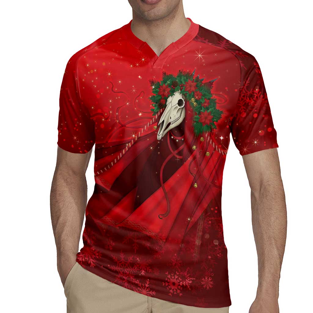 Merry Creepmas Mari Lwyd Rugby Jersey Folklore Ghost Horse Christmas - Wonder Print Shop