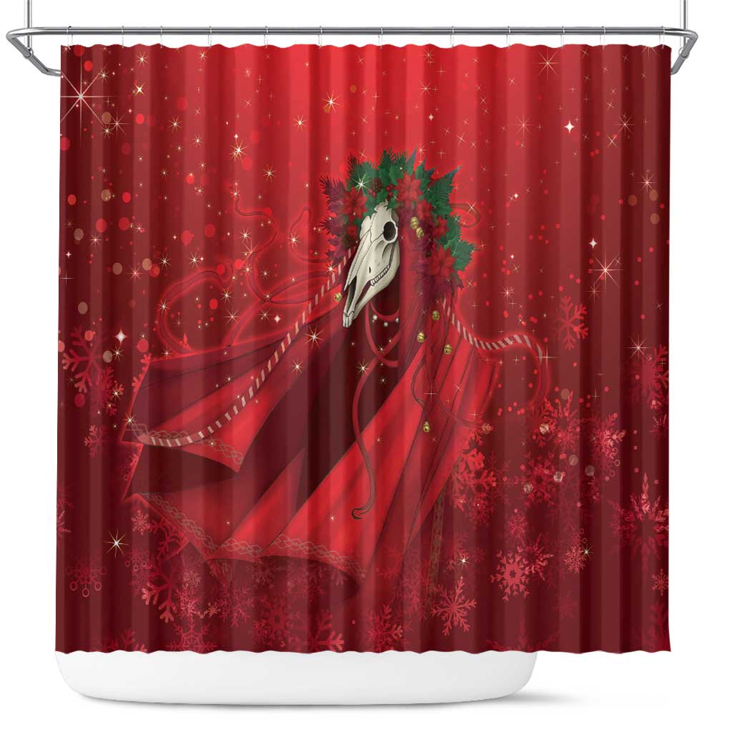 Merry Creepmas Mari Lwyd Shower Curtain Folklore Ghost Horse Christmas - Wonder Print Shop