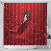 Merry Creepmas Mari Lwyd Shower Curtain Folklore Ghost Horse Christmas - Wonder Print Shop