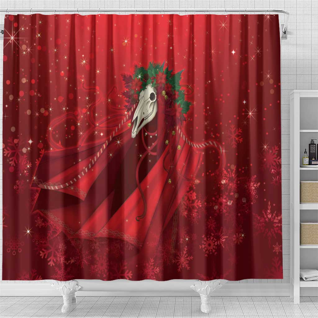 Merry Creepmas Mari Lwyd Shower Curtain Folklore Ghost Horse Christmas - Wonder Print Shop