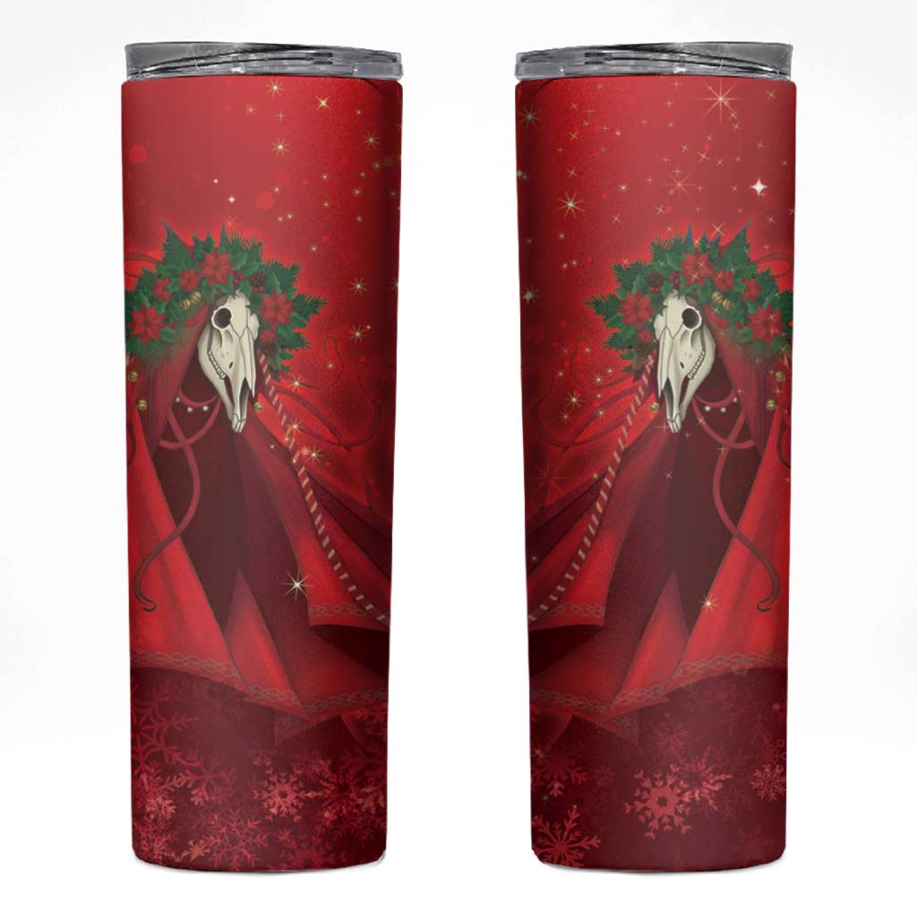 Merry Creepmas Mari Lwyd Skinny Tumbler Folklore Ghost Horse Christmas - Wonder Print Shop
