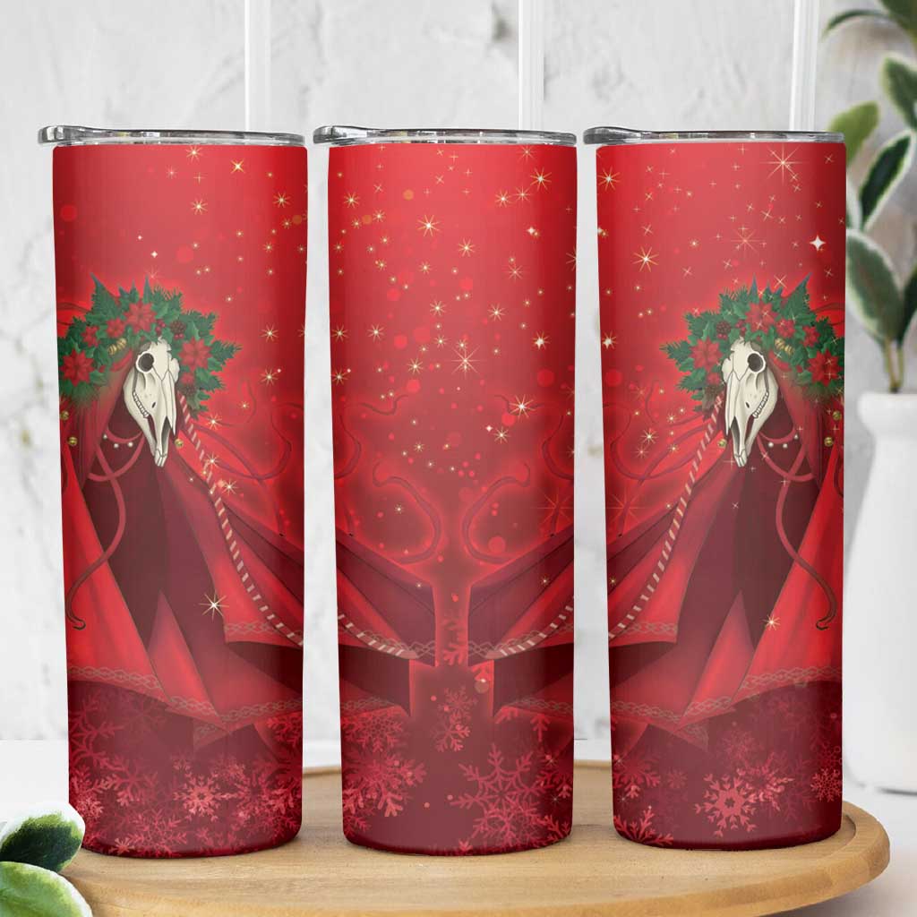 Merry Creepmas Mari Lwyd Skinny Tumbler Folklore Ghost Horse Christmas - Wonder Print Shop