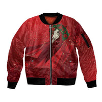 Merry Creepmas Mari Lwyd Sleeve Zip Bomber Jacket Folklore Ghost Horse Christmas - Wonder Print Shop