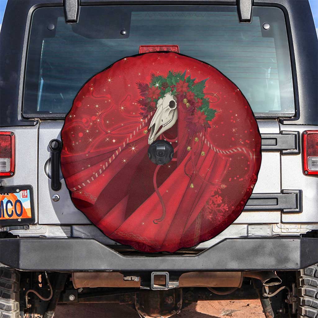 Merry Creepmas Mari Lwyd Spare Tire Cover Folklore Ghost Horse Christmas - Wonder Print Shop