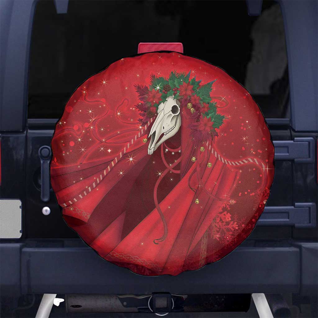 Merry Creepmas Mari Lwyd Spare Tire Cover Folklore Ghost Horse Christmas - Wonder Print Shop