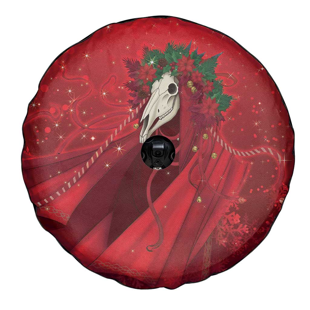 Merry Creepmas Mari Lwyd Spare Tire Cover Folklore Ghost Horse Christmas - Wonder Print Shop