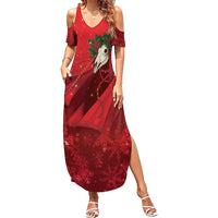 Merry Creepmas Mari Lwyd Summer Maxi Dress Folklore Ghost Horse Christmas - Wonder Print Shop