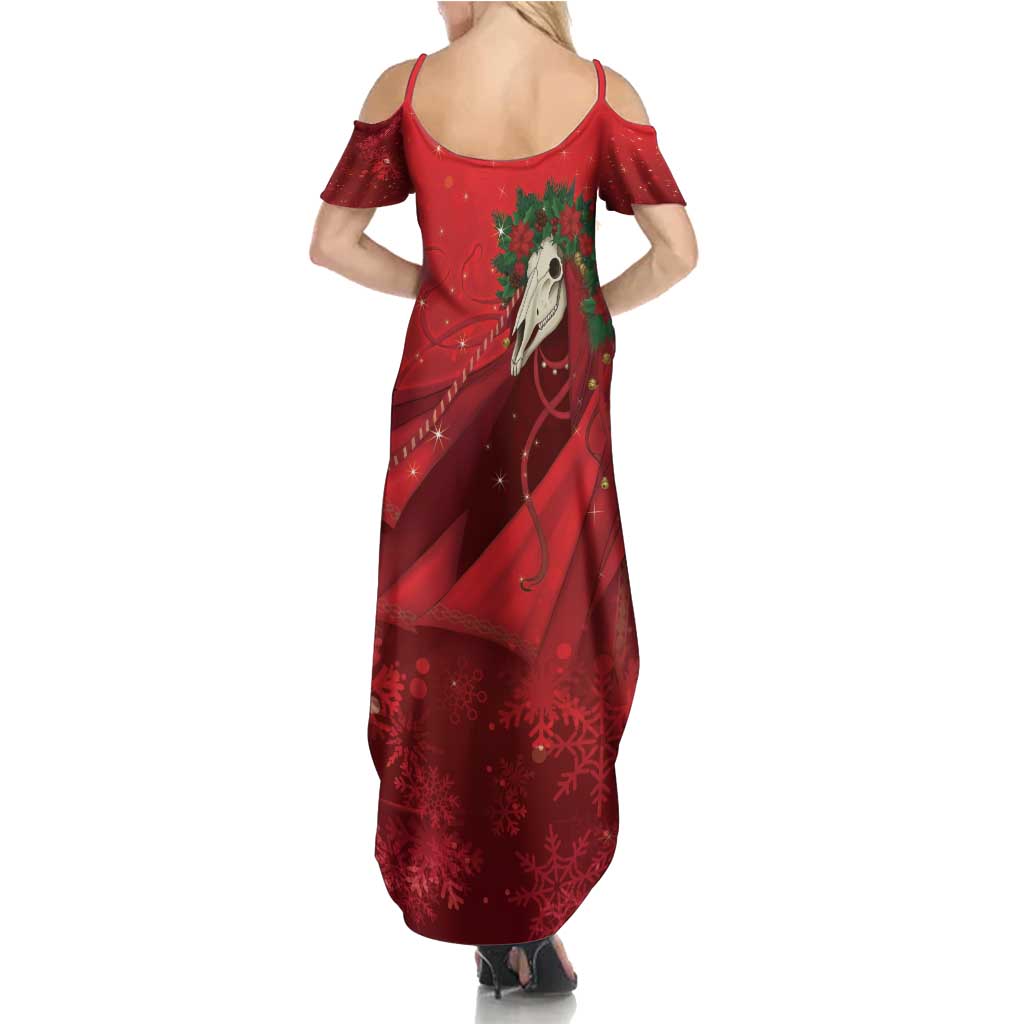 Merry Creepmas Mari Lwyd Summer Maxi Dress Folklore Ghost Horse Christmas - Wonder Print Shop
