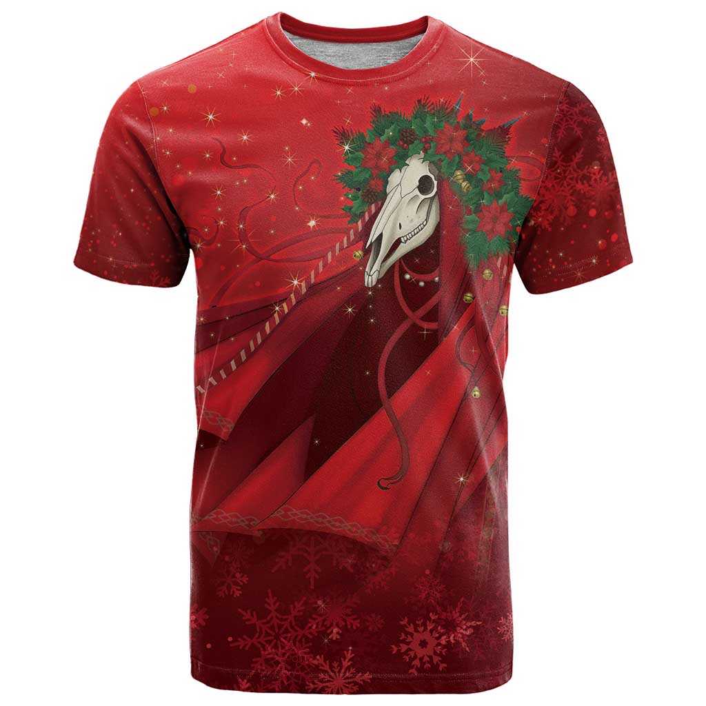 Merry Creepmas Mari Lwyd T Shirt Folklore Ghost Horse Christmas - Wonder Print Shop