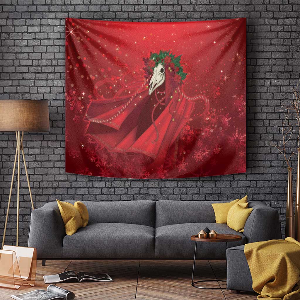 Merry Creepmas Mari Lwyd Tapestry Folklore Ghost Horse Christmas - Wonder Print Shop