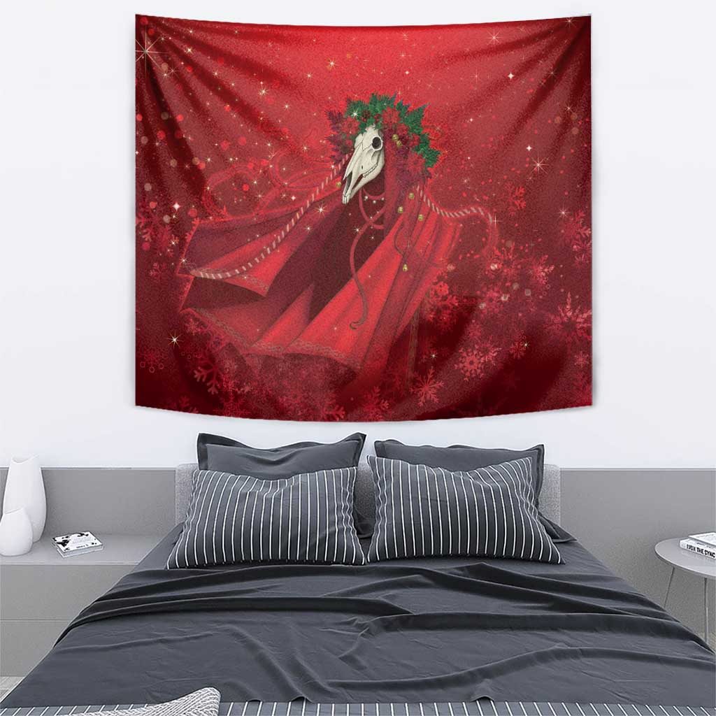 Merry Creepmas Mari Lwyd Tapestry Folklore Ghost Horse Christmas - Wonder Print Shop